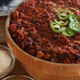 A big bowl of turkey chili.